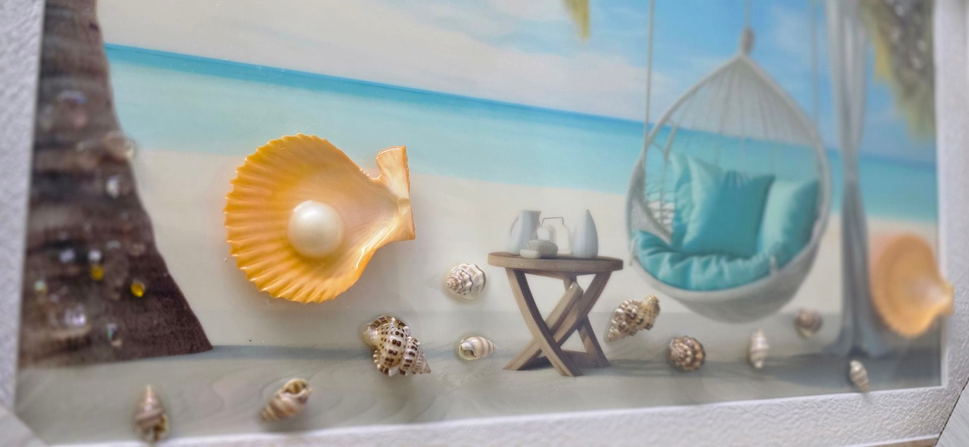 Elegant 3D Sea Shell Wall Art – Unique Home Décor Frame - Image 1