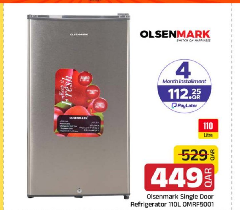 Olsenmark Single Door Refrigerator 110L OMRF5001