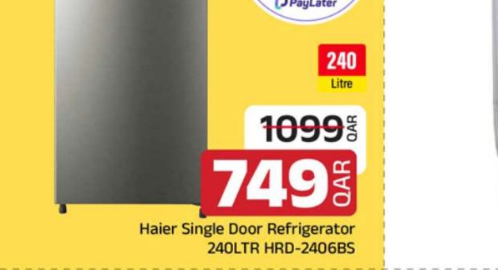 Haier Single Door Refrigerator 240LTR HRD-2406BS