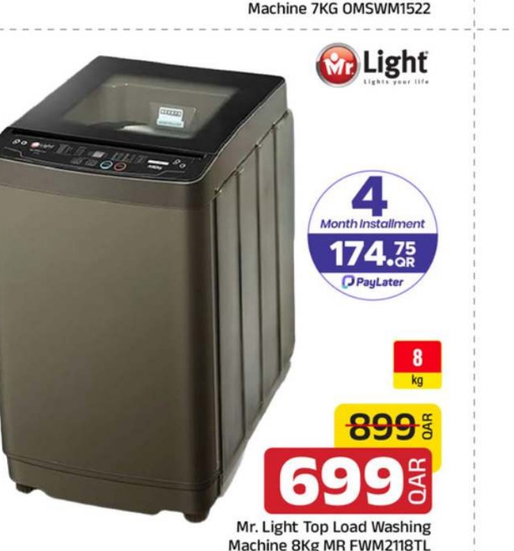 Mr. Light Top Load Washing Machine 8Kg MR FWM2118TL