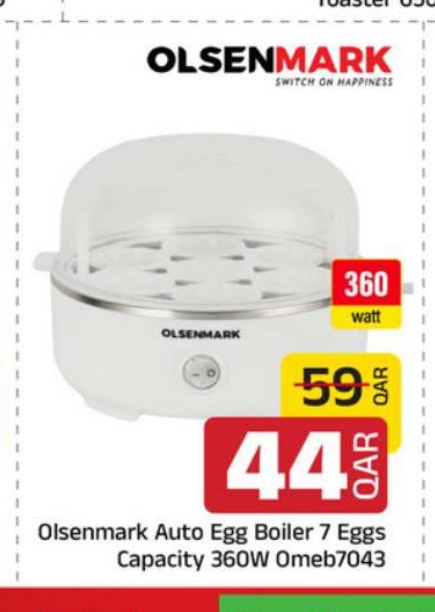 Olsenmark Auto Egg Boiler 7 Eggs Capacity 360W Omeb7043