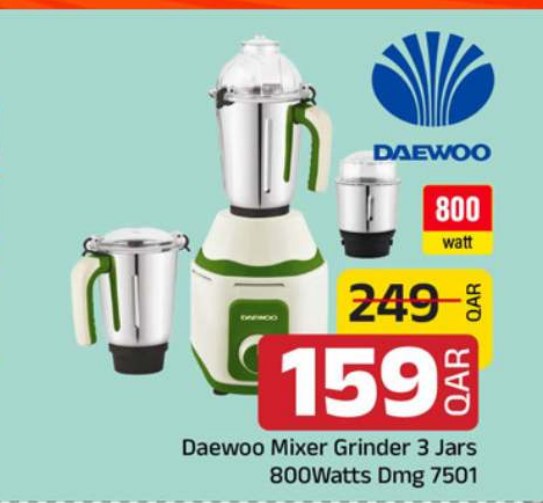 Daewoo Mixer Grinder 3 Jars 800Watts Dmg 7501
