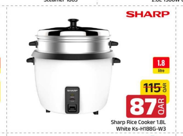 Sharp Rice Cooker 1.8L White Ks-H188G-W3