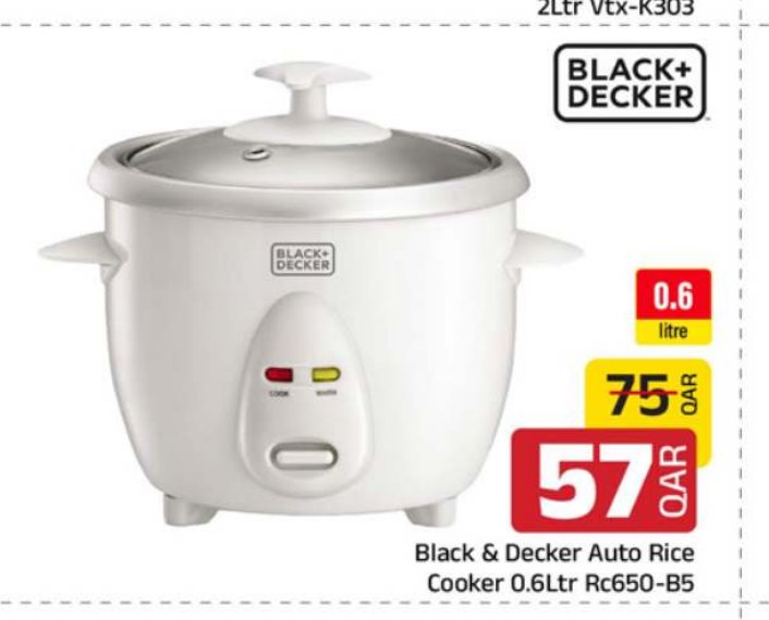 Black & Decker Auto Rice Cooker 0.6Ltr Rc650-B5