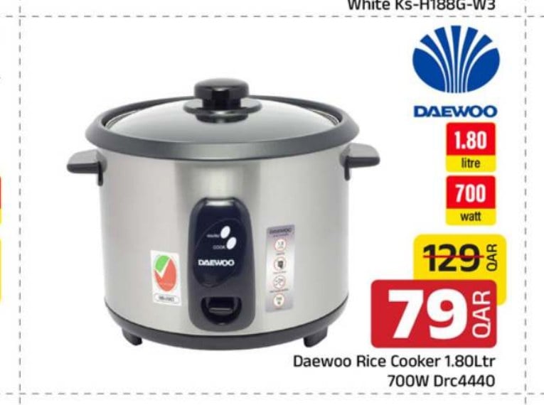 Daewoo Rice Cooker 1.80Ltr 700W Drc4440