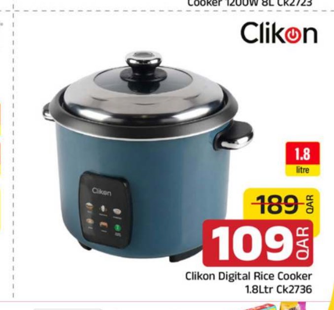 Clikon Digital Rice Cooker 1.8Ltr Ck2736