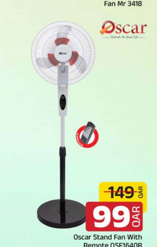 Oscar Stand Fan With Remote OSF1640R