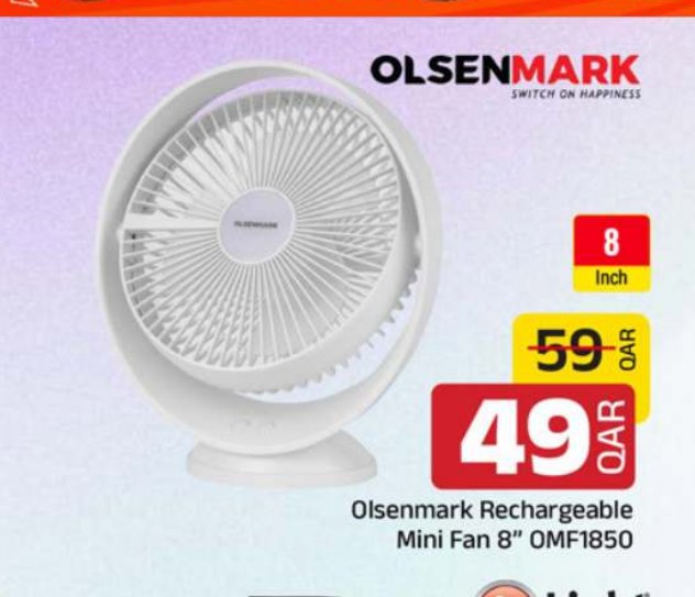 Olsenmark Rechargeable Mini Fan 8" OMF1850