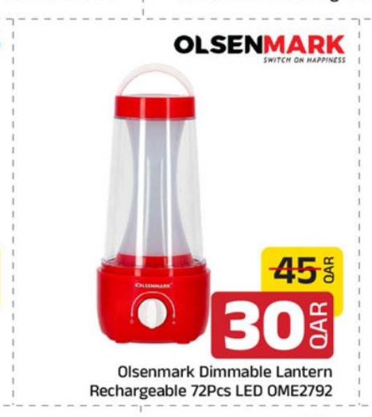 Olsenmark Dimmable Lantern Rechargeable 72Pcs LED OME2792