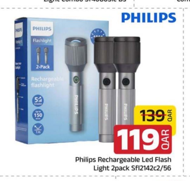 Philips Rechargeable Led Flash Light 2pack Sfl2142c2/56