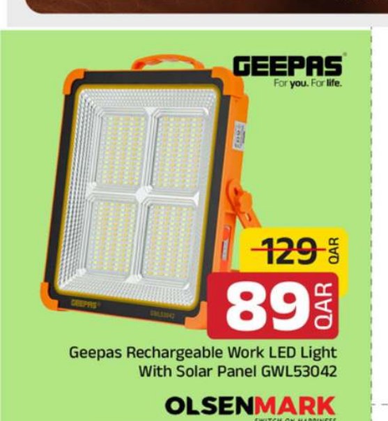 Geepas Rechargeable Work LED Light With Solar Panel GWL53042