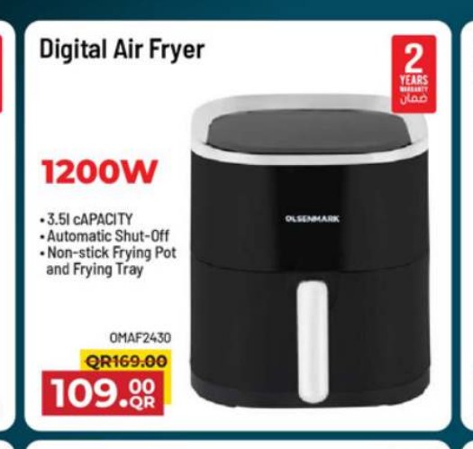Olsenmark Digital Air Fryer 1200W OMAF2430