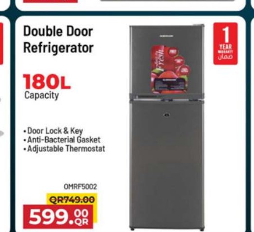 Olsenmark Double Door Refrigerator 180L OMRF5002
