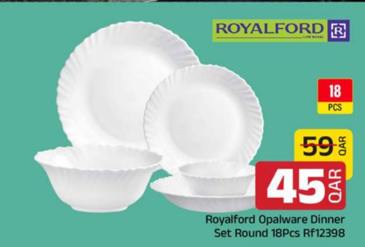 Royalford Opalware Dinner Set Round 18Pcs RF12398