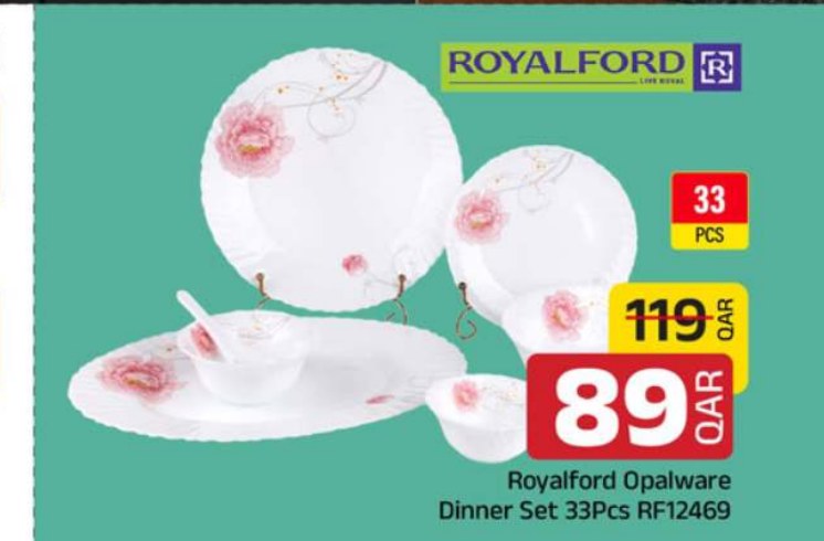 Royalford Opalware Dinner Set 33Pcs RF12469