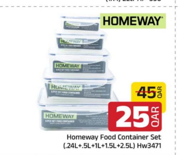 Homeway Food Container Set (.24L+.5L+1L+1.5L+2.5L) Hw3471