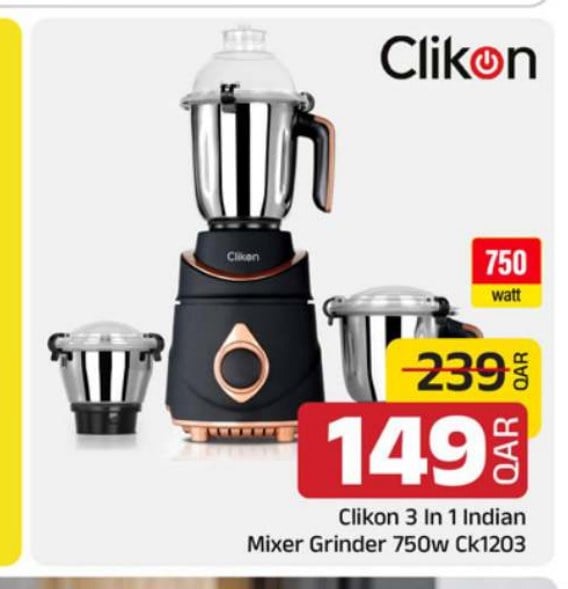 Clikon 3 In 1 Indian Mixer Grinder 750w Ck1203