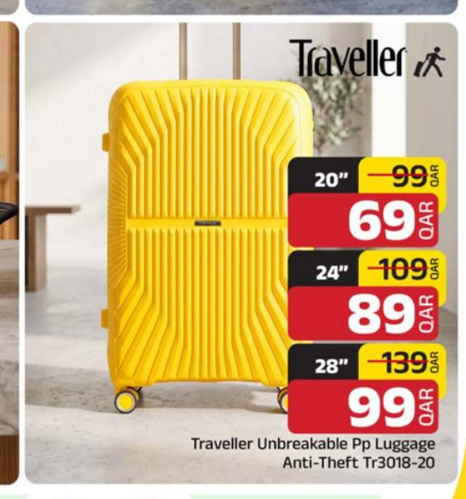 Traveller Unbreakable Pp Luggage Anti-Theft Tr3018-20 24"