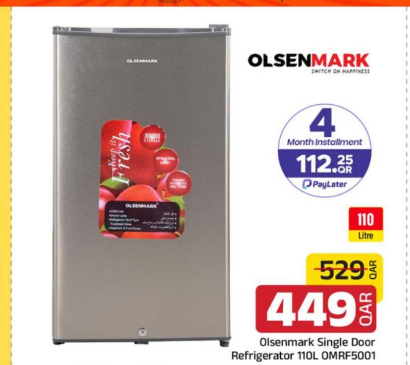 Olsenmark Single Door Refrigerator 110L OMRF5001