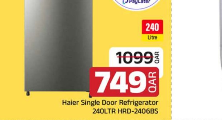 Haier Single Door Refrigerator 240LTR HRD-2406BS