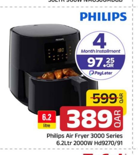 Philips Air Fryer 3000 Series 6.2Ltr 2000W Hd9270/91