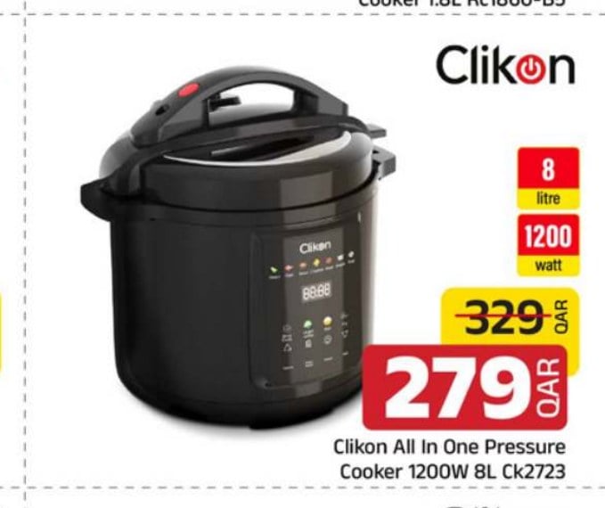 Clikon All In One Pressure Cooker 1200W 8L Ck2723