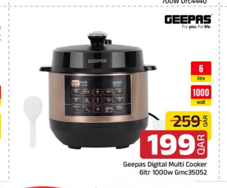 Geepas Digital Multi Cooker 6ltr 1000W Gmc35052