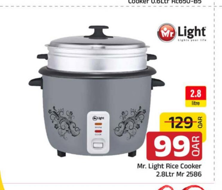 Mr. Light Rice Cooker 2.8Ltr Mr 2586