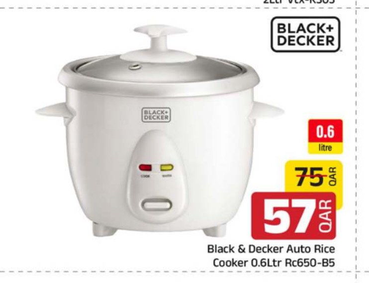 Black & Decker Auto Rice Cooker 0.6Ltr Rc650-B5