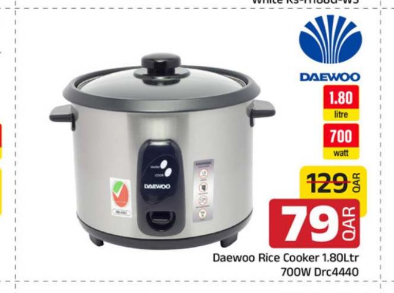 Daewoo Rice Cooker 1.80Ltr 700W Drc4440