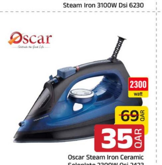 Oscar Steam Iron Ceramic Soleplate 2300W Osi 2423