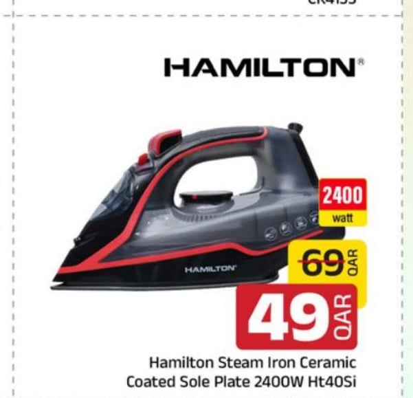 Hamilton Steam Iron Ceramic Coated Sole Plate 2400W Ht40Si