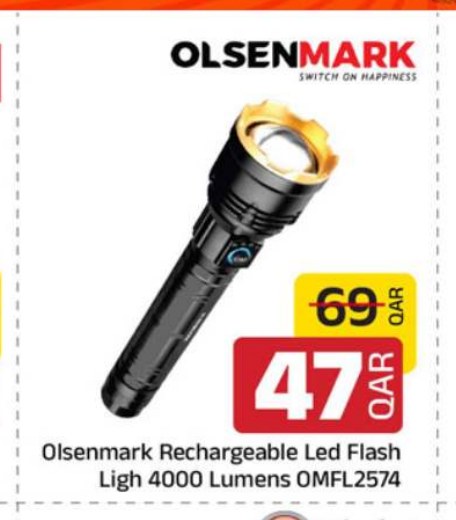 Olsenmark Rechargeable Led Flash Ligh 4000 Lumens OMFL2574