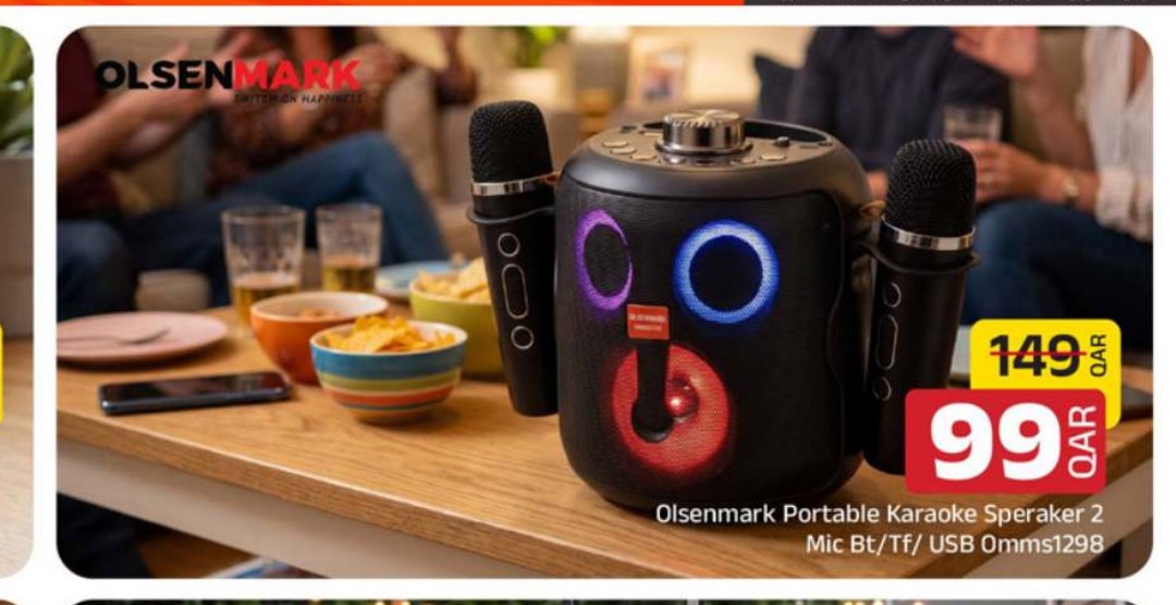 Olsenmark Portable Karaoke Speraker 2 Mic Bt/Tf/ USB Omms1298