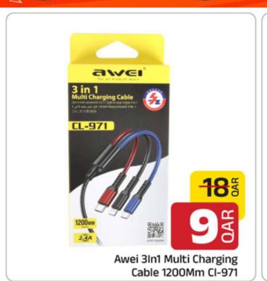 Awei 3In1 Multi Charging Cable 1200Mm Cl-971