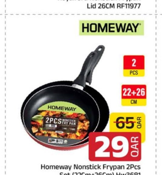 Homeway Nonstick Frypan 2Pcs Set (22Cm+26Cm) Hw3681