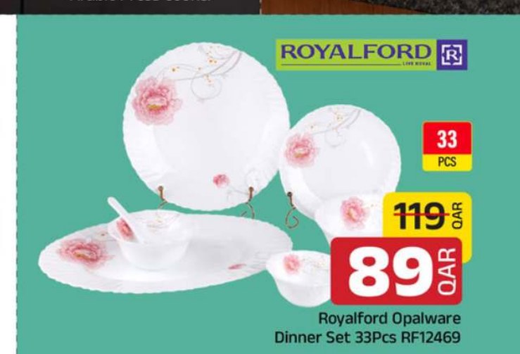 Royalford Opalware Dinner Set 33Pcs RF12469