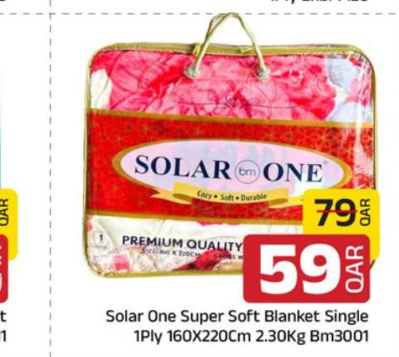 Solar One Super Soft Blanket Single 1Ply 160X220Cm 2.30Kg Bm3001