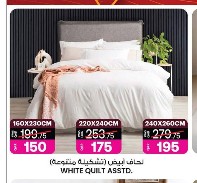 WHITE QUILT ASSTD. 160X230CM