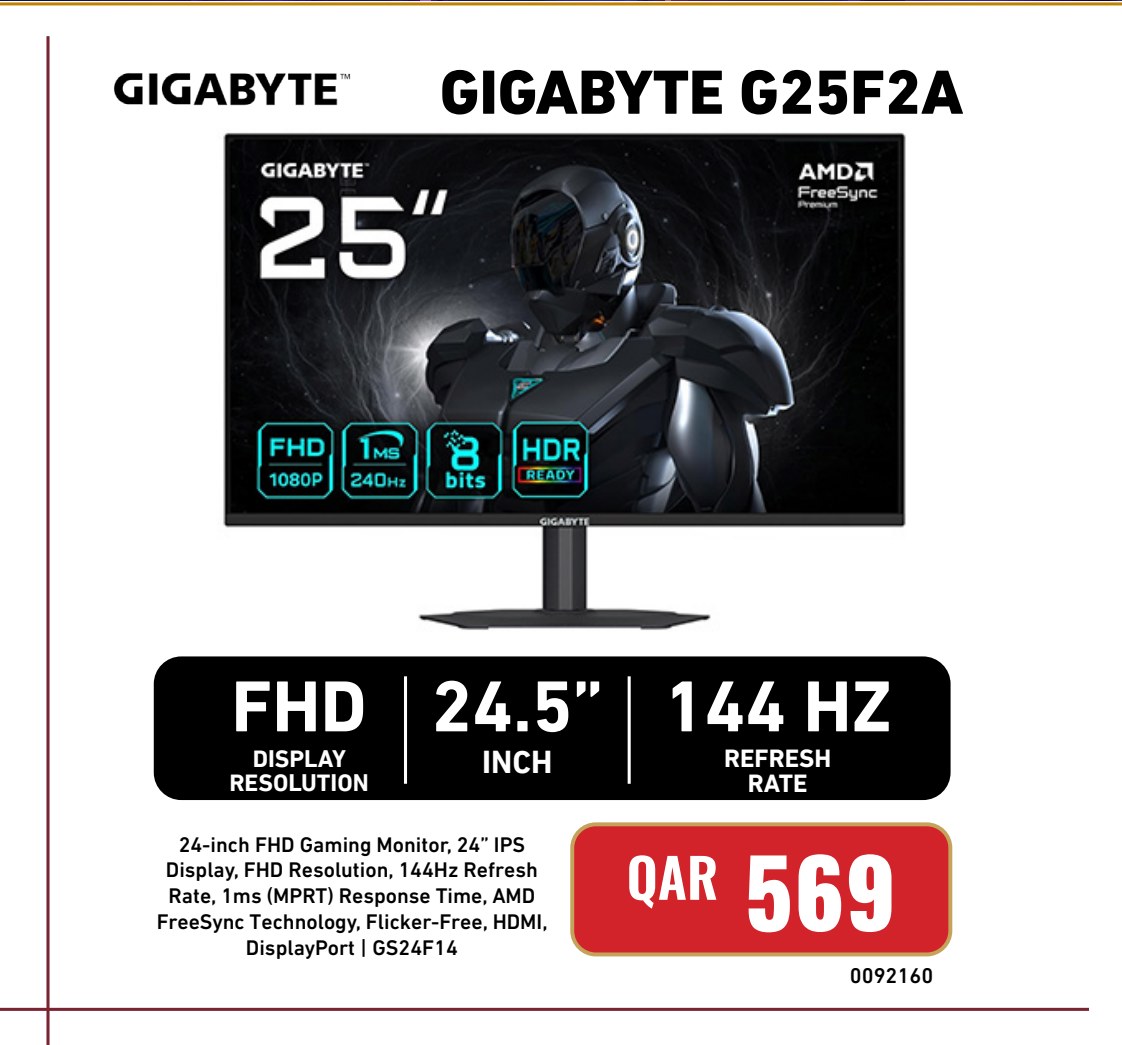 GIGABYTE G25F2A 24.5" FHD Gaming Monitor