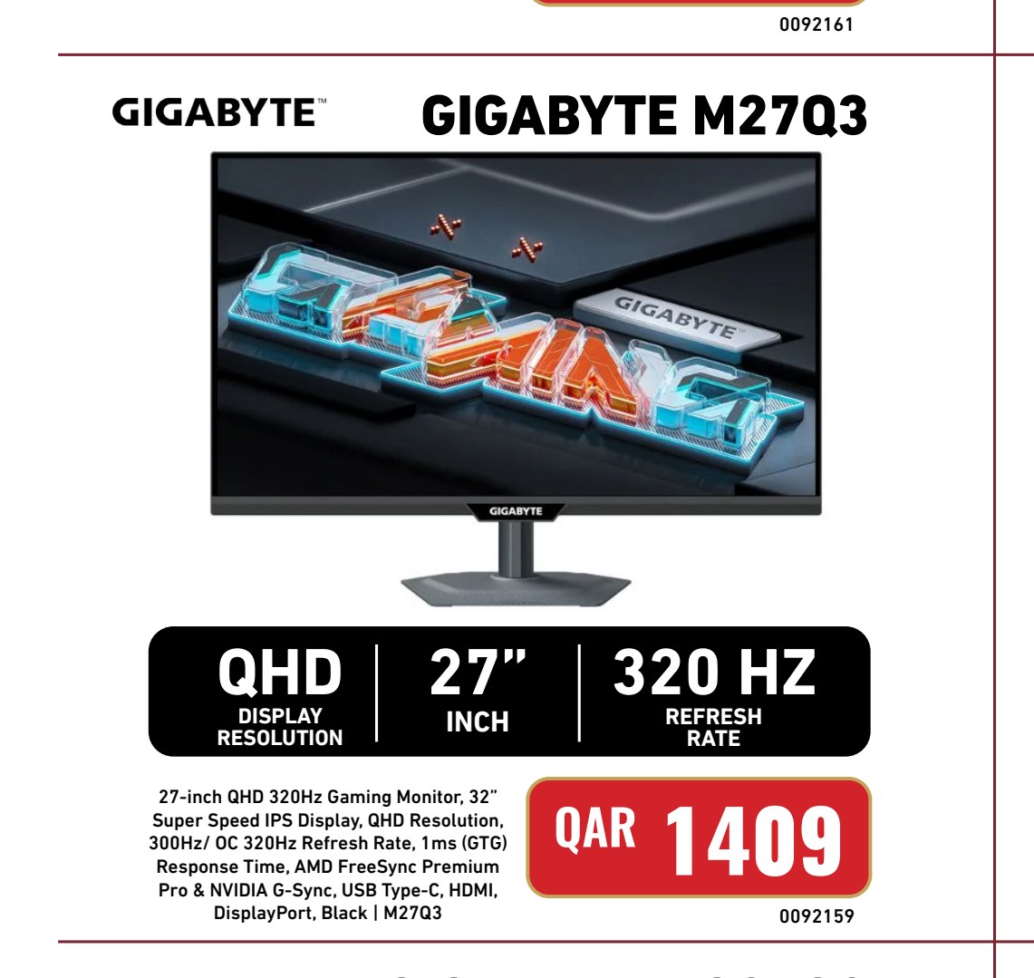 GIGABYTE M27Q3