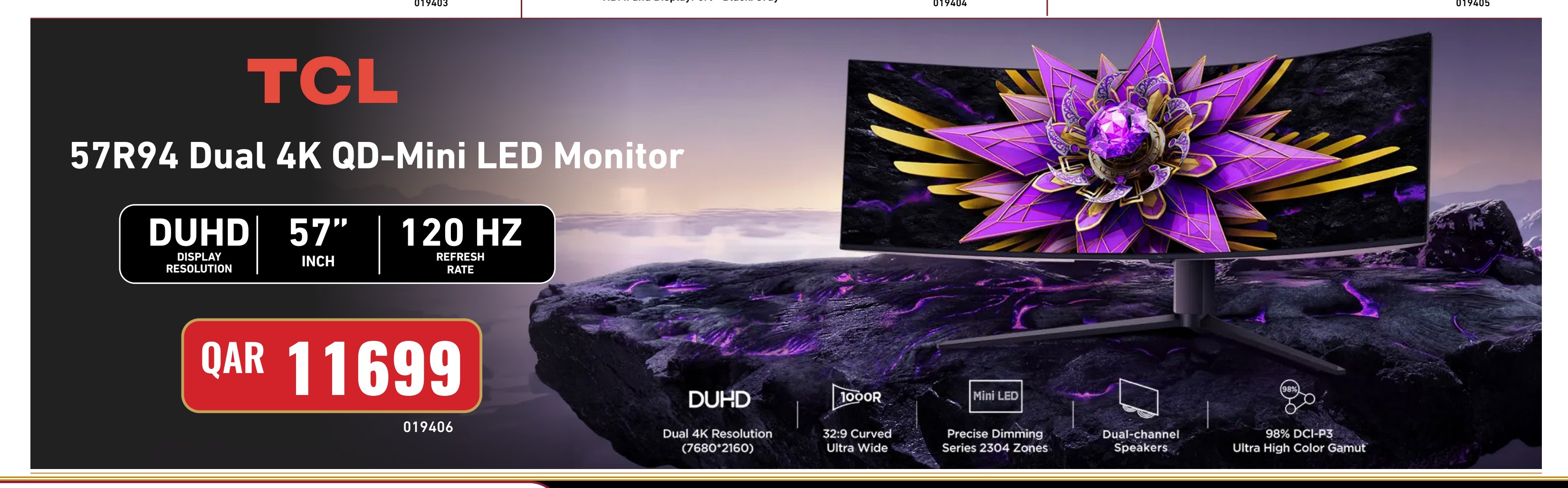 TCL 57R94 Dual 4K QD-Mini LED Monitor