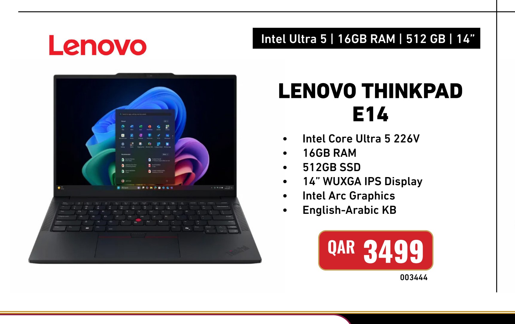 LENOVO THINKPAD E14 Intel Ultra 5 16GB RAM 512GB SSD 14" Display