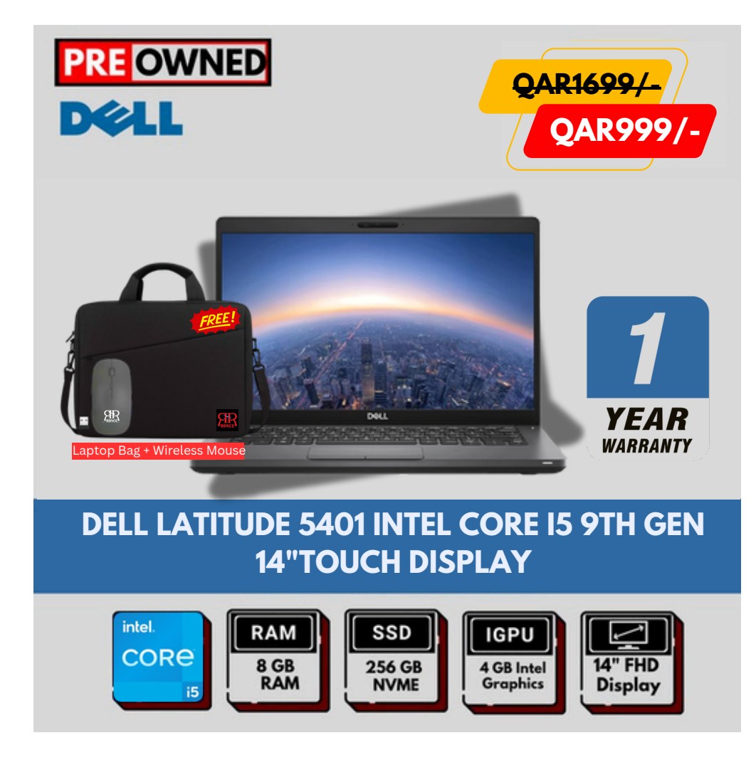 DELL LATITUDE 5401 INTEL CORE I5 9TH GEN 14"TOUCH DISPLAY