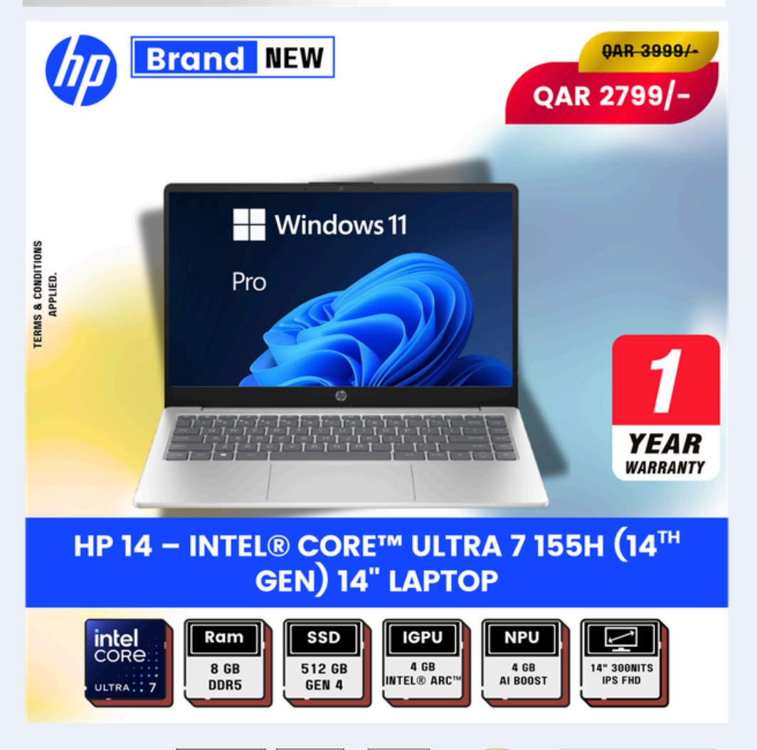 HP 14 – INTEL® CORE™ ULTRA 7 155H (14TH GEN) 14" LAPTOP