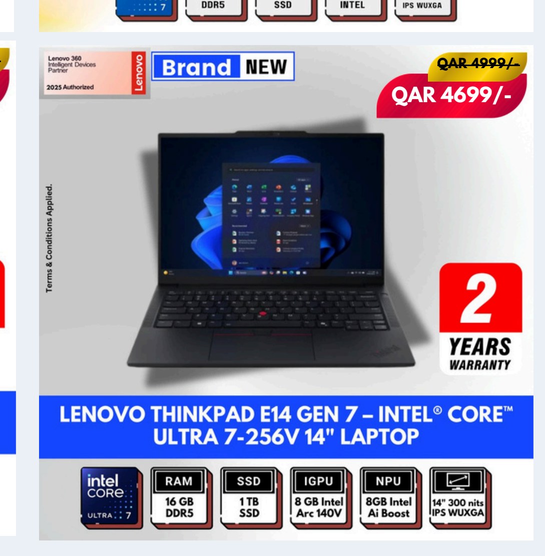 LENOVO THINKPAD E14 GEN 7 - INTEL® CORE™ ULTRA 7-256V 14" LAPTOP
