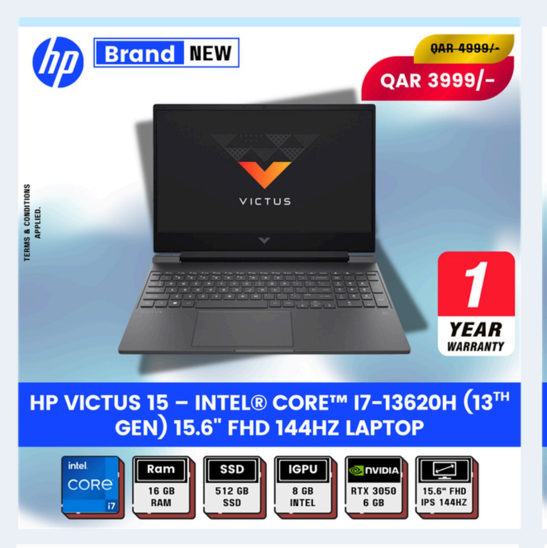 HP VICTUS 15 - INTEL® CORE™ I7-13620H (13TH GEN) 15.6" FHD 144HZ LAPTOP