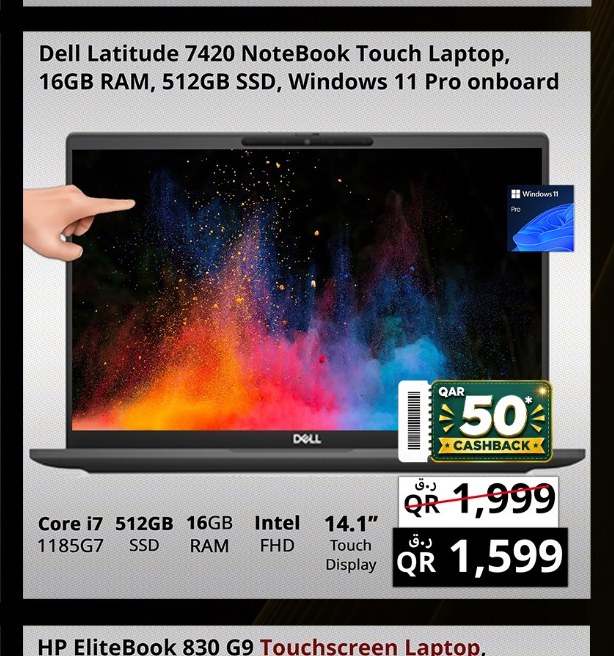 Dell Latitude 7420 NoteBook Touch Laptop, 16GB RAM, 512GB SSD, Windows 11 Pro onboard