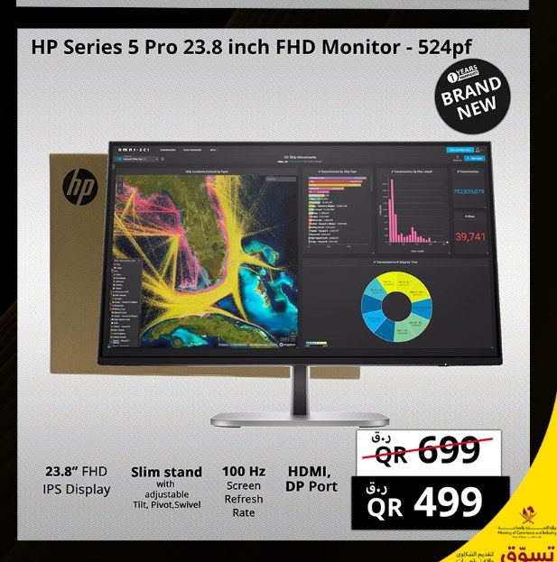 HP Series 5 Pro 23.8 inch FHD Monitor - 524pf