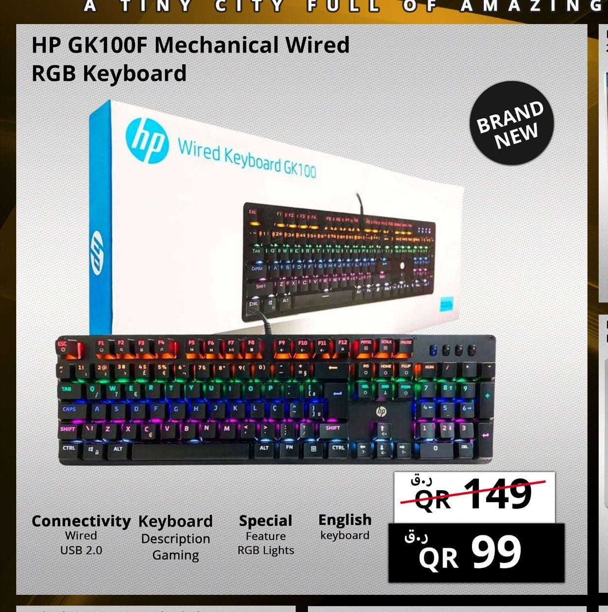 HP GK100F Mechanical Wired RGB Keyboard